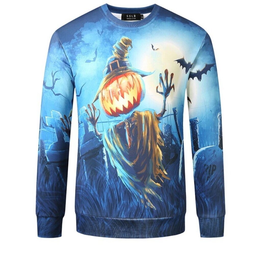 Halloween sweatshirt Scary Print Halloween Top Size XL